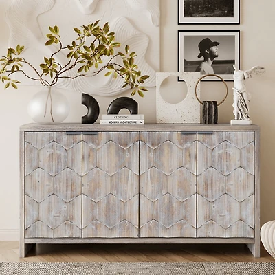 Streamdale Farmhouse Style 4-Door Wooden Storage Cabinet