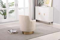 Simplie Fun Beige Velvet Swivel Accent Chair with Gold Base