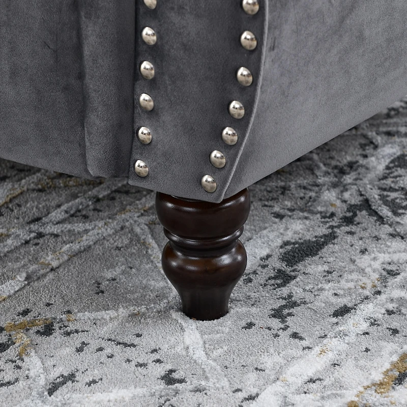 Streamdale Furniture 3-Seater + 3-Seater Combination Sofa.Grey Velvet