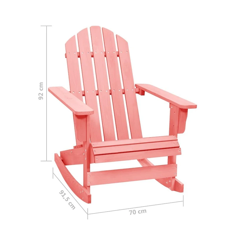 vidaXL Patio Adirondack Rocking Chair Solid Fir Wood Pink