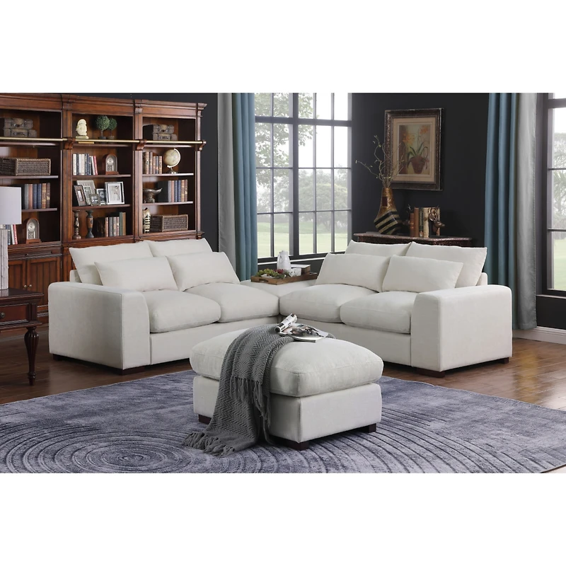 Streamdale Furniture Tatman Linen Blend Sectional With 2 Ottomans