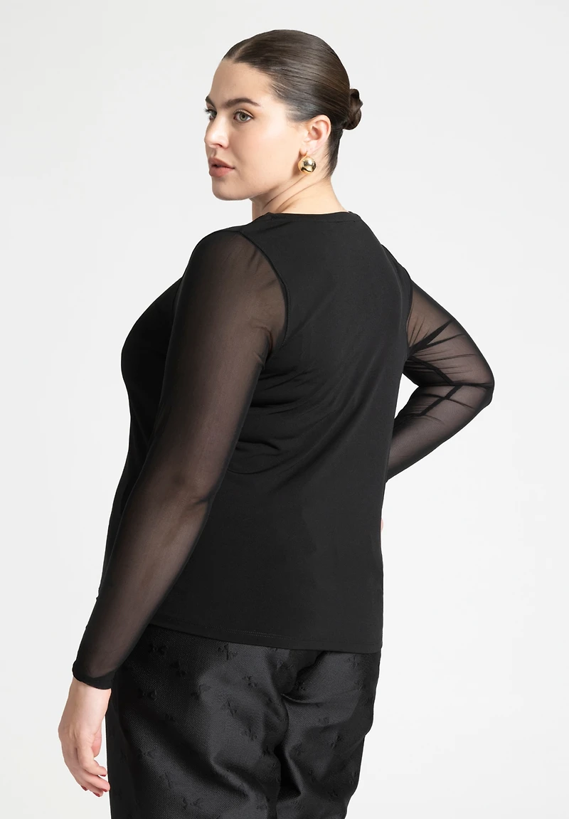 Eloquii Women's Sheer Sleeve Tee