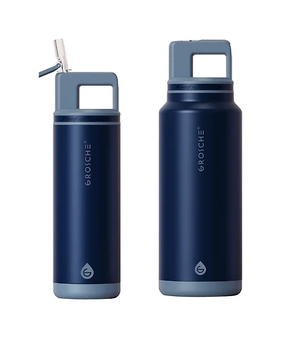 Grosche Alpine Flip 'N Sip Insulated Water Bottle with Straw 2pk 20 Oz + 40