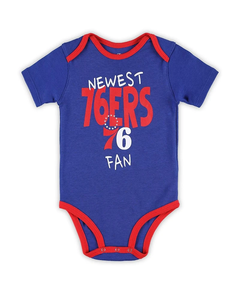 Outerstuff Infant Royal/Red/Gray Philadelphia 76ers Slam Dunk 3-Piece Bodysuit Set