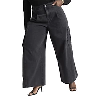 Eloquii Women's Wide Leg Cargo Jean