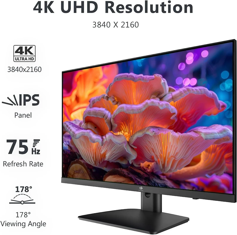 Z-edge U27P4K 27" Ultra Hd 3840 x 2160 99% sRGB 75Hz 5ms Ips 4K Monitor, Hdmi, Dp, FreeSync, Led Backlit, Anti-Glare, Support Wall mount