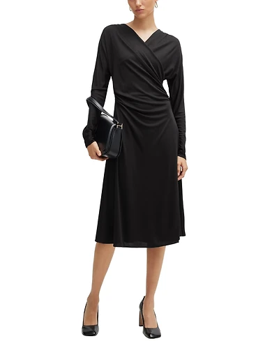 Boss by Hugo Women's Wrap Front Long-Sleeved Dress