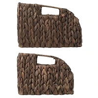 Casafield (Set of 2) Water Hyacinth Pantry Baskets with Handles - Natural, Medium and Large Woven Storage for Kitchen Shelves