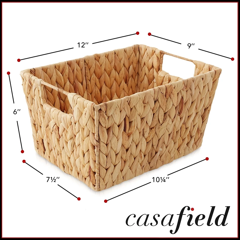 Casafield Set of 4 Water Hyacinth Storage Baskets with Handles