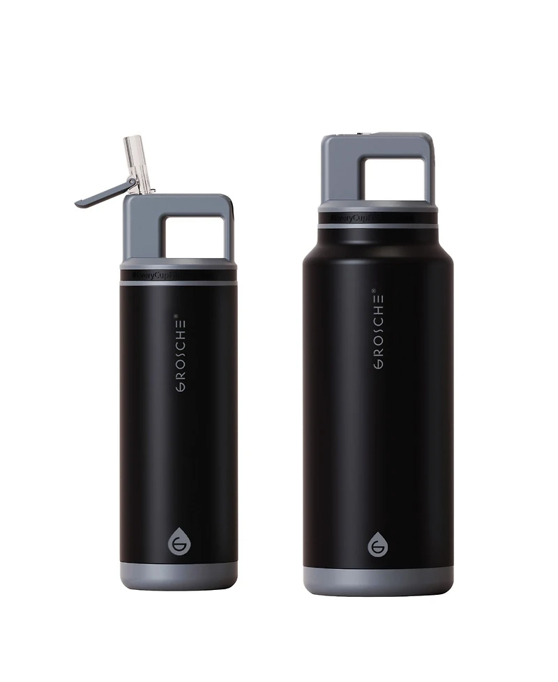 Grosche Alpine Flip 'N Sip Insulated Water Bottle with Straw 2pk 20 Oz + 40