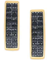 Men's Black Diamond Double Row Huggie Hoop Earrings (1/3 ct. t.w.) in 14k Gold-plated Sterling Silver or Black Rhodium-plated Sterling Silver, 1/2"