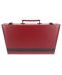 We Games Burgundy/Black Leatherette Backgammon Set, 18 x 11 in. closed