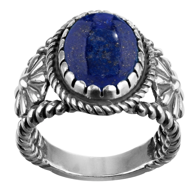 American West Jewelry Sterling Silver Women's & Men's Ring Genuine Gemstone Native-Inspired Flower Design Sizes 5- 10