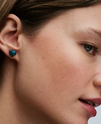 Pandora Sterling Silver Opalescent Green Heart Stud Earrings