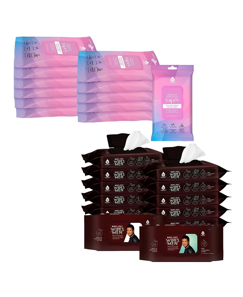 Pursonic Ultimate Clean Bundle: Mario Lopez Man Wipes 12-Pack & Makeup Removal Wipes 12-Pack