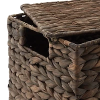 Casafield Set of 3 Water Hyacinth Storage Baskets with Lids, Natural - Small, Medium, Large