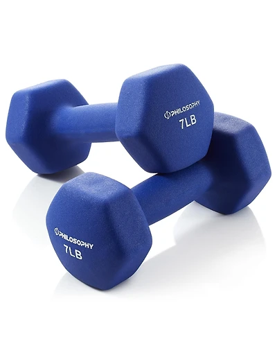 Philosophy Gym Neoprene Dumbbell Hexagon Hand Weights, 7 lb Pair - 14 lb Total