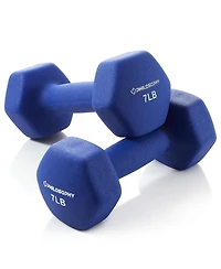 Philosophy Gym Neoprene Dumbbell Hexagon Hand Weights, 7 lb Pair - 14 lb Total