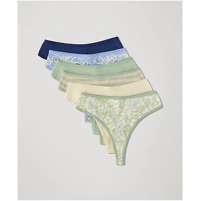 Pact Women's Organic Cotton Everyday High Rise Thong 6-Pack