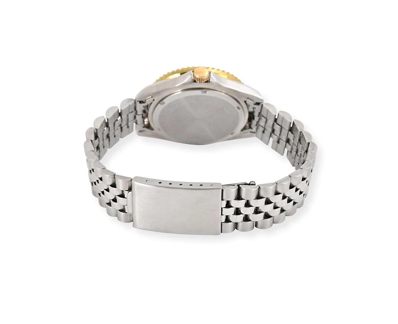 Peugeot Men's Round Day-Date Rotating Bezel Watch with Stainless Steel Bracelet