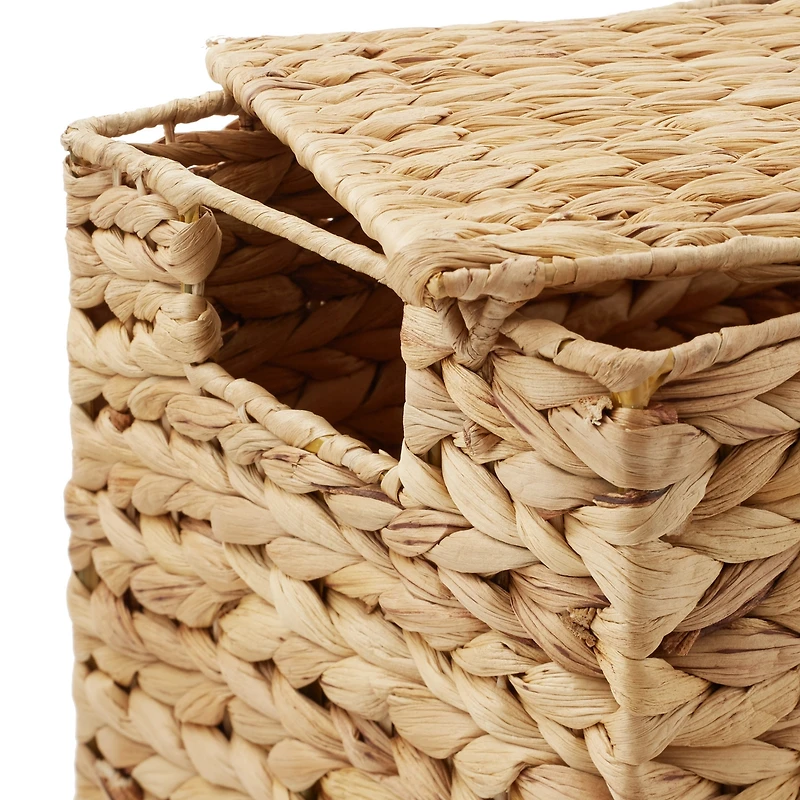 Casafield Set of 3 Water Hyacinth Storage Baskets with Lids, Natural - Small, Medium, Large