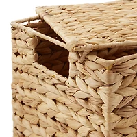 Casafield Set of 3 Water Hyacinth Storage Baskets with Lids, Natural - Small, Medium, Large