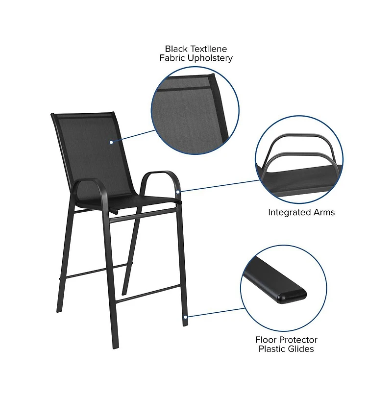 Emma+Oliver 4 Pack Outdoor Barstools With Flex Comfort Material-Patio Stool