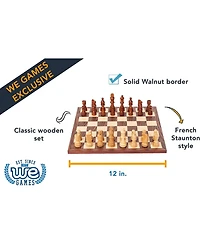 We Games Classic Staunton Wood Chess Set - 12 in. Board, 2.75 in. King