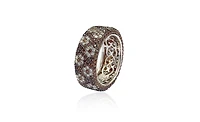 Suzy Levian Sterling Silver Cubic Zirconia White & Black Pave Flower Eternity Band Ring