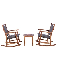 Gymax 3PCS Patio Rocking Chair & Table Set Outdoor Conversation Bistro Set