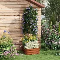 Outsunny Galvanized Raised Garden Bed w/ Tomato Cage,