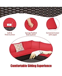 Sugift 6 Pieces Rattan Patio Sectional Sofa Set with Cushions for 4-5 Person