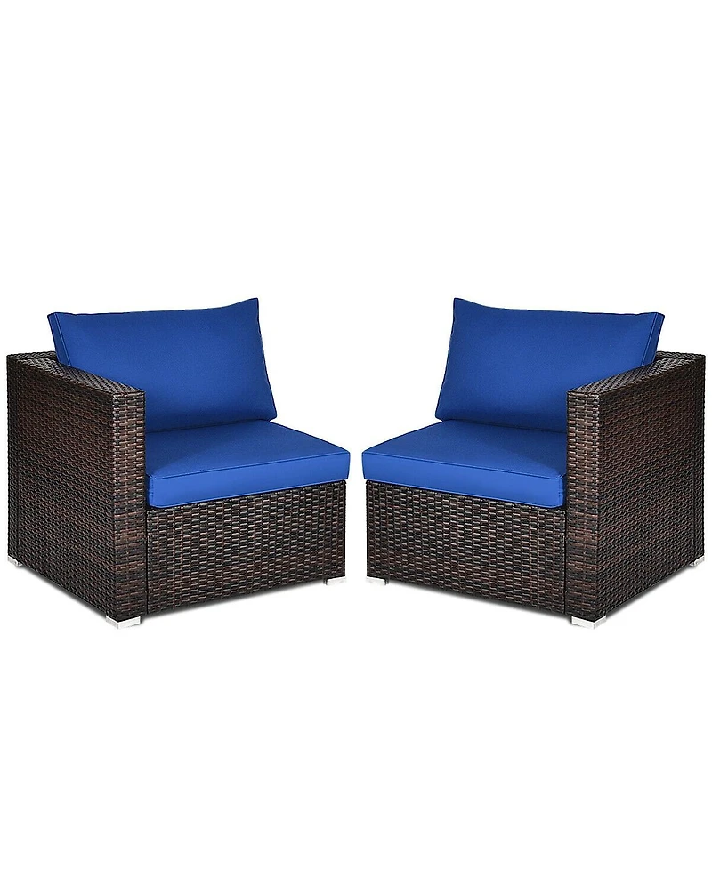 Sugift 2 Pieces Patio Rattan Sectional Conversation Sofa Set