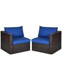 Sugift 2 Pieces Patio Rattan Sectional Conversation Sofa Set