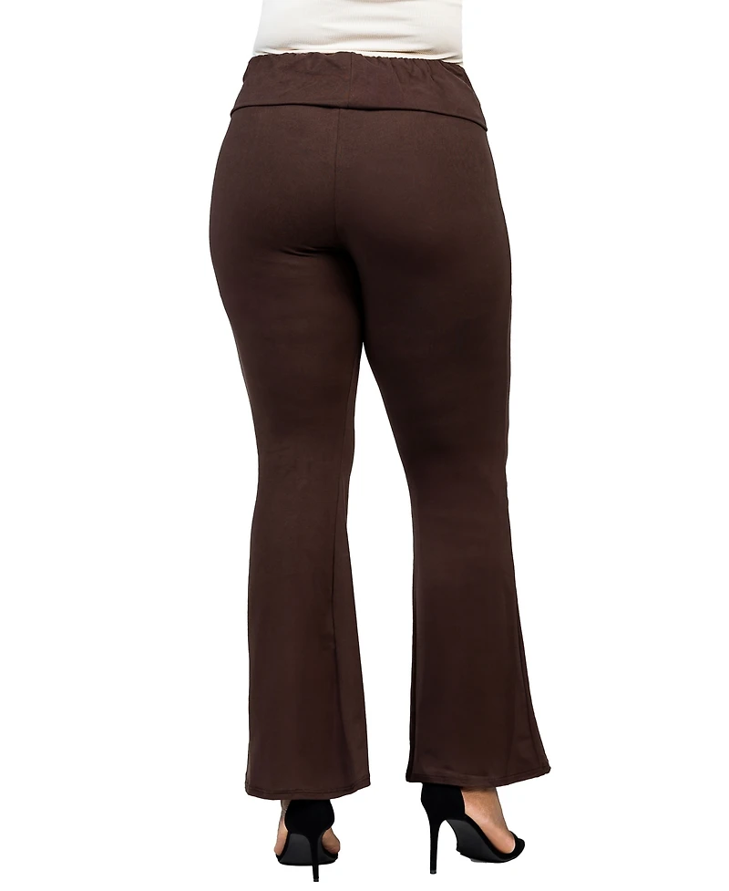 24seven Comfort Apparel Plus Bell Bottom Foldover Waist Pants