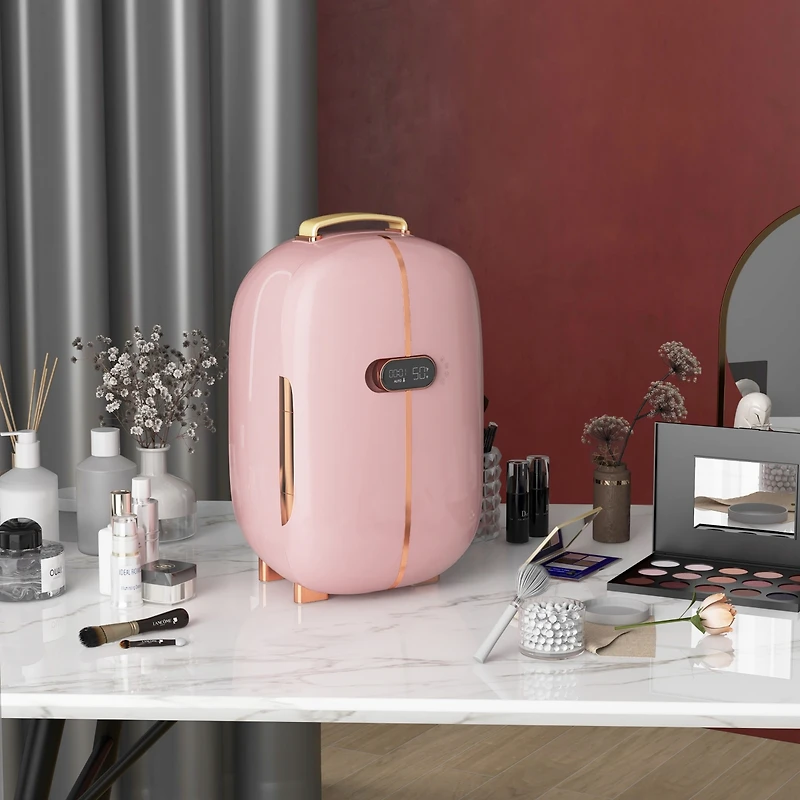 Homcom 0.4 Cu. Ft Portable Beauty Fridge with Led Lighting for Makeup,