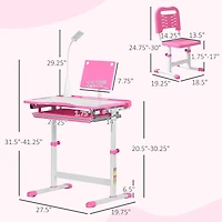 Qaba Functional Kids Desk and Chair Set Height Adjustable School Study Table