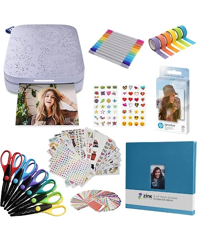 Hp Sprocket Portable 2x3" Instant Photo Printer with Scrapbook Bundle