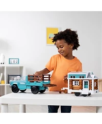Cruisin' Tonka Classic Pickup Truck with Lincoln Logs Tiny Home on Trailer