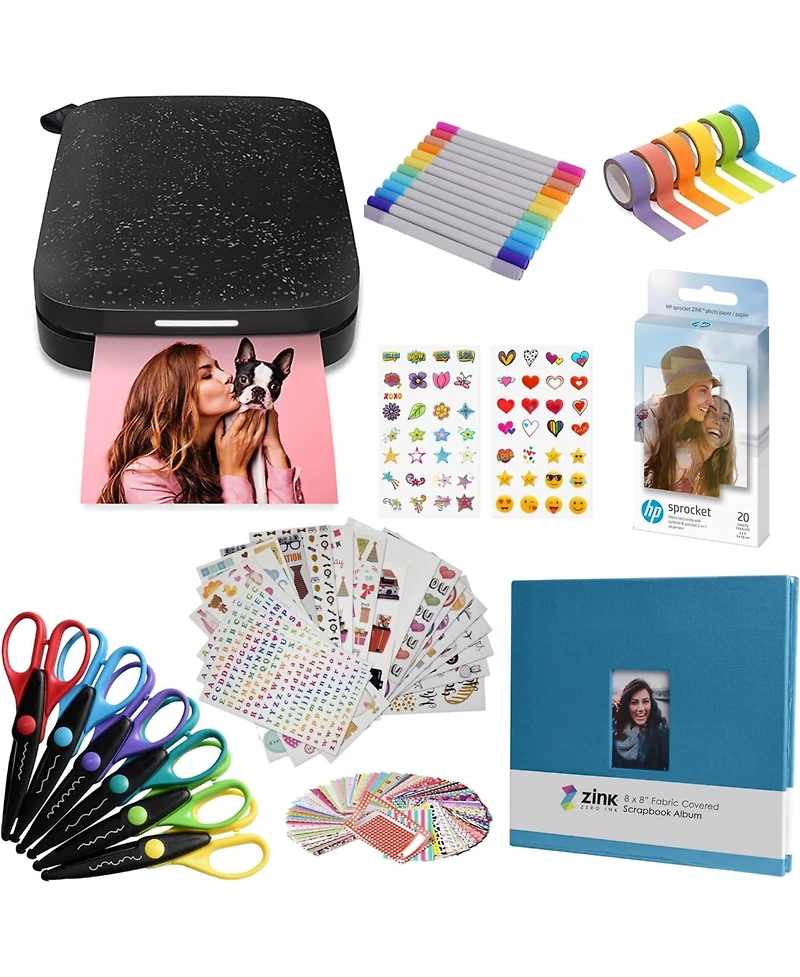 Hp Sprocket Portable 2x3" Instant Photo Printer with Scrapbook Bundle