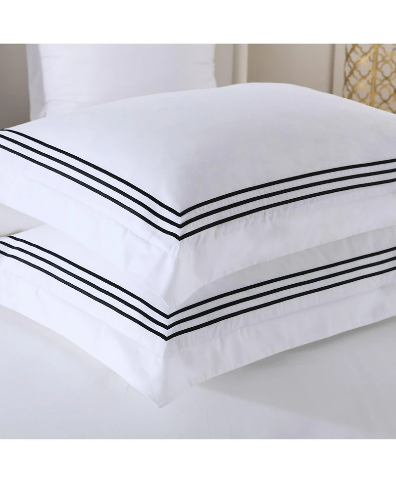 Egyptian Linens Adeline 100% Cotton Percale Embroidered Duvet Cover Set, Full/Queen
