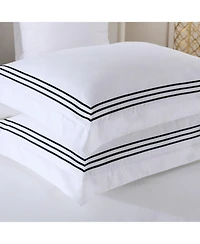 Egyptian Linens Adeline 100% Cotton Percale Embroidered Duvet Cover Set, Full/Queen