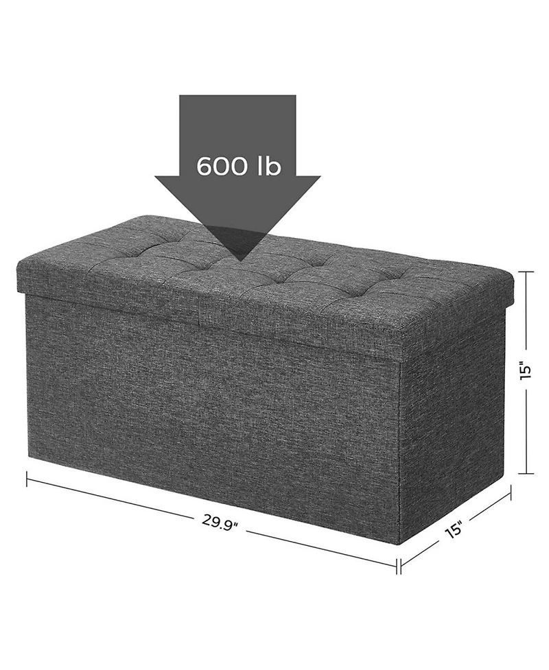 Slickblue 21.1-Gal Storage Ottoman Bench, Folding Storage Chest, Footstool with Flip-Up Lid, Padded Seat