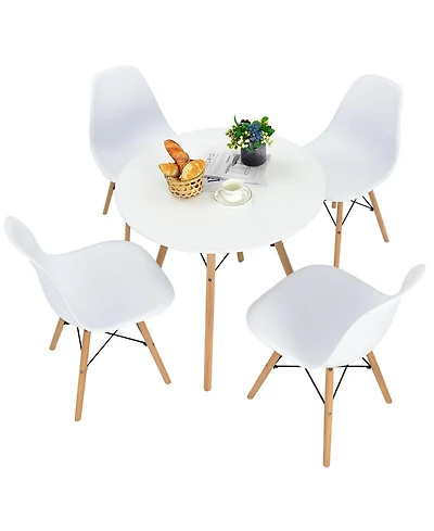 5 Pieces Table Set With Solid Wood Leg For Dining Room