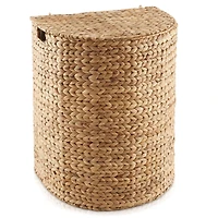 Casafield Half Moon Laundry Hamper with Lid and Removable Liner Bag - Natural, Woven Water Hyacinth Laundry Basket Sorter for Clothes