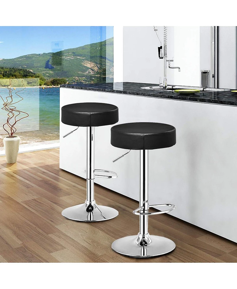 Sugift Set of 2 Adjustable Swivel Round Bar Stool Pub Chairs
