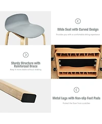 Sugift Set of 2 Modern Barstools Pub Chairs with Low Back and Metal Legs