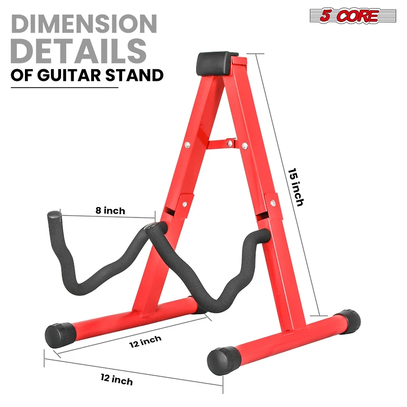 5 Core Double Guitar Stand Floor Adjustable Heavy Duty A Frame Folding Acoustic Electric Bass Mandolin Banjo Violin Holder Stands