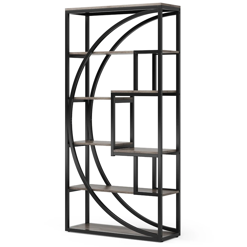 Tribesigns Bookshelf, Industrial 5-Tier Etagere Bookcase, 70.8 inch Tall Bookshelf with 8 Open Storage Shelf, Book Shelf Display Tack Shelving Unit fo
