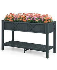Hips Raised Garden Bed Poly Wood Elevated Planter Box with Legs, Storage Shelf